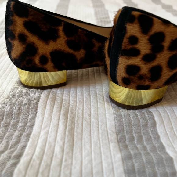 J Crew Collection Janey Slip On Flat Women's 6.5 Calf Hair Leopard Gold Heel - Picture 6 of 6